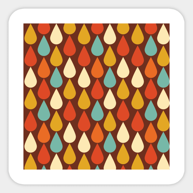 Warm Retro Colors Raindrop Pattern Sticker by KathrinLegg